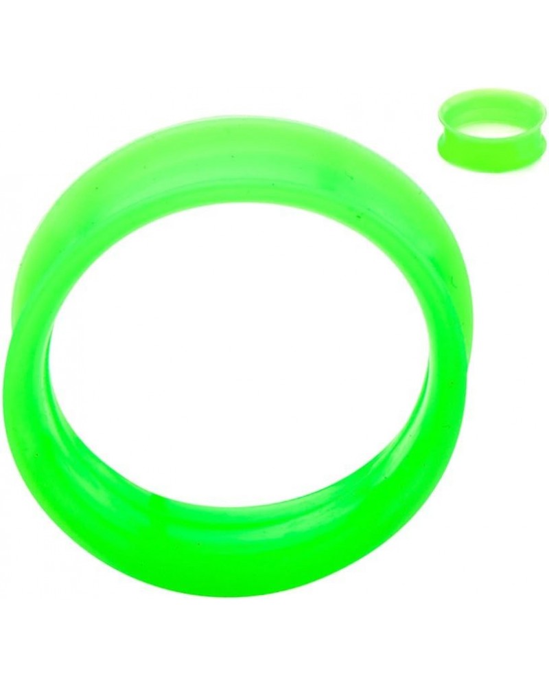 Super Thin Walled Silicone Double Flared Tunnels - Sold As a Pair - 6 Sizes to Choose From 7/16" Green $6.49 Body Jewelry