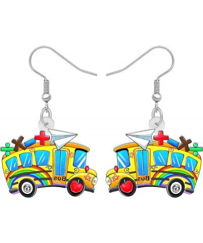 Fun Teacher Earrings Back to School Dangle Science Book Apple Jewelry for Women Girls Kids Crayon Pencil Charms School Bus B ...