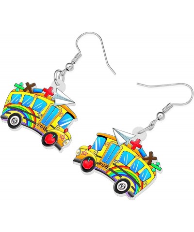 Fun Teacher Earrings Back to School Dangle Science Book Apple Jewelry for Women Girls Kids Crayon Pencil Charms School Bus B ...