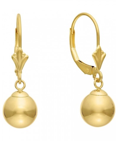 14k Gold Ball Drop Earrings with Leverback 8.0 Millimeters Yellow Gold $44.53 Earrings