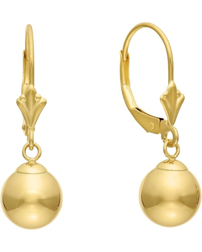 14k Gold Ball Drop Earrings with Leverback 8.0 Millimeters Yellow Gold $44.53 Earrings