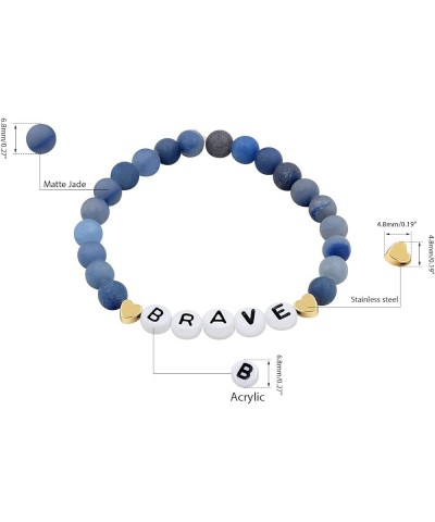 Faith Brave Love Inspirational Bracelets, Natural Matte Aventurine Beads Bracelet 17cm/6.7inch BRAVE-blue $8.99 Bracelets