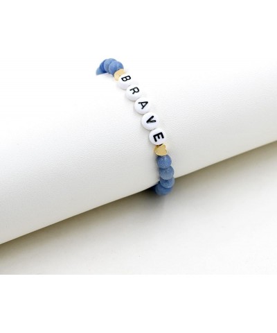 Faith Brave Love Inspirational Bracelets, Natural Matte Aventurine Beads Bracelet 17cm/6.7inch BRAVE-blue $8.99 Bracelets