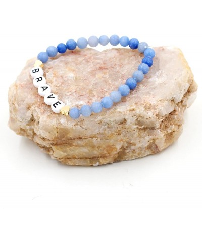 Faith Brave Love Inspirational Bracelets, Natural Matte Aventurine Beads Bracelet 17cm/6.7inch BRAVE-blue $8.99 Bracelets