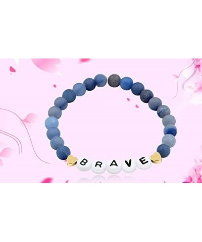 Faith Brave Love Inspirational Bracelets, Natural Matte Aventurine Beads Bracelet 17cm/6.7inch BRAVE-blue $8.99 Bracelets