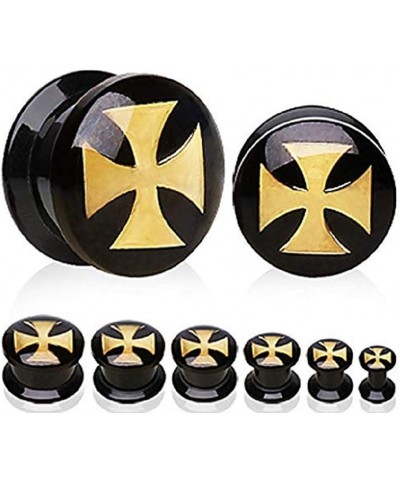 UV Coated Acrylic Plug with Celtic Cross Logo 8GA $9.68 Body Jewelry