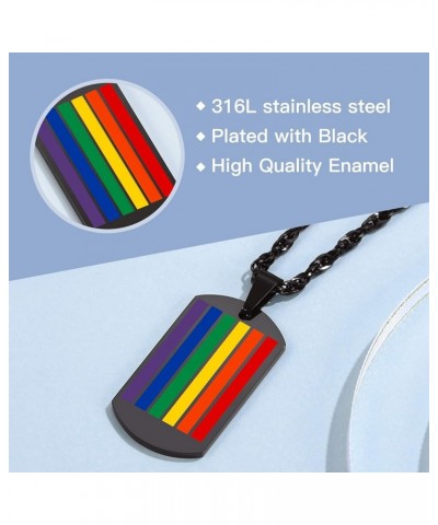 Hypoallergenic 925 Sterling Silver/Stainless Steel LGBT Bar/Dog Tag/Bead Pendant Necklace, Custom Engraved Rainbow Flag Lesbi...