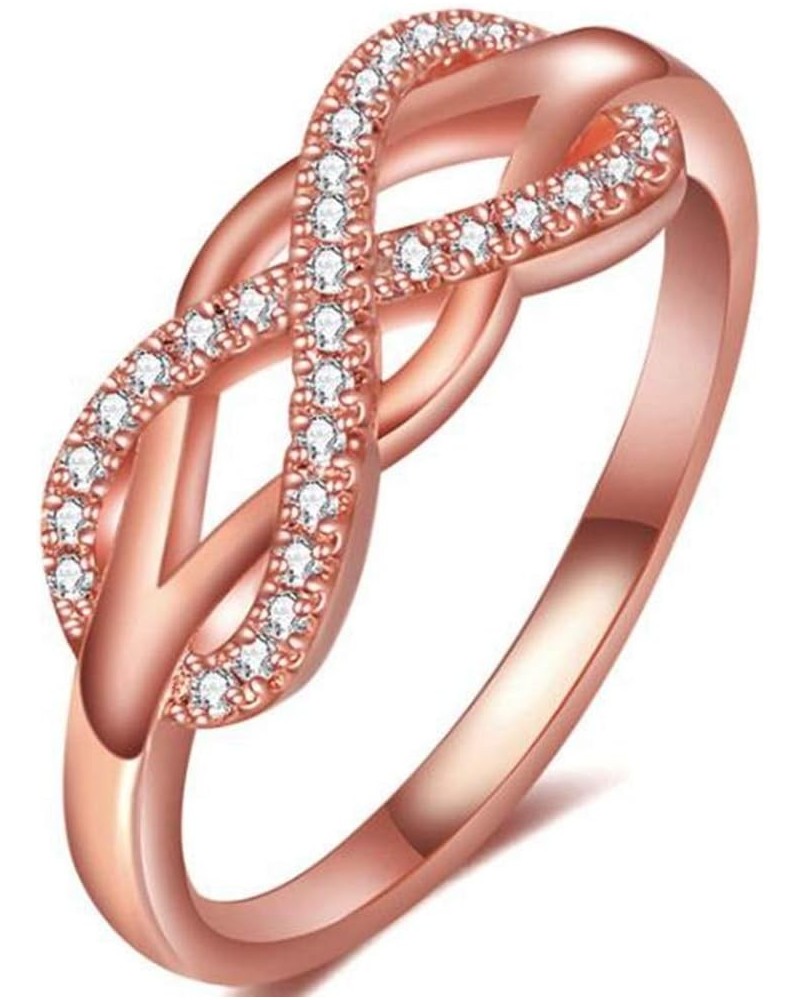 Silver Rose Gold Plated Infinity Heart Wedding Engagement Promise Statement Anniversary Ring Rose Gold $7.66 Rings