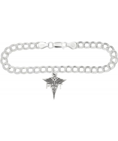 LGU® Sterling Silver Oxidized Physical Therapist PT Caduceus Charm -with Options Charm Bracelet $14.50 Bracelets