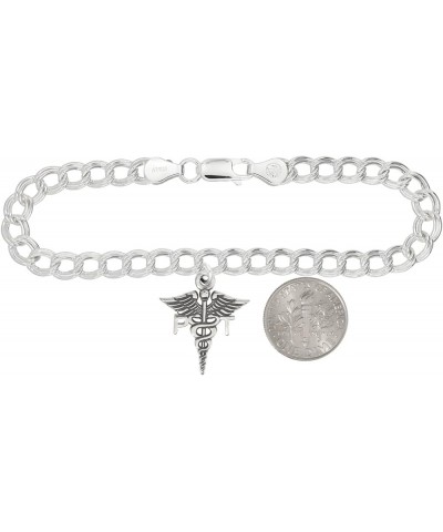 LGU® Sterling Silver Oxidized Physical Therapist PT Caduceus Charm -with Options Charm Bracelet $14.50 Bracelets