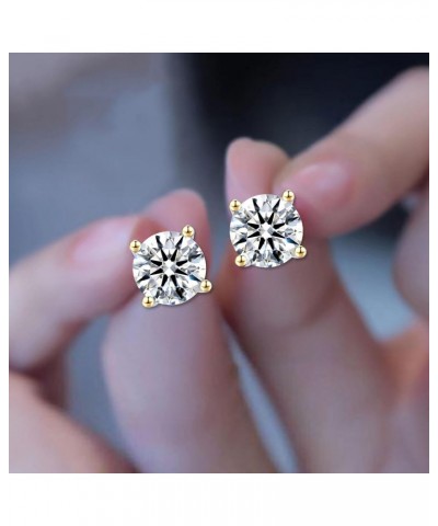 1/2 Carat Moissanite Diamond Earrings -14K White Gold Plated 925 Sterling Silver Gold Earrings - Bright Cut, Eternal Style, G...