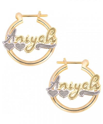 Custom Name Earrings Personalized 18K Gold Plated Name Hoop Earrings Two Tone Customized Earrings Fashion Jewelry Gift for Wo...