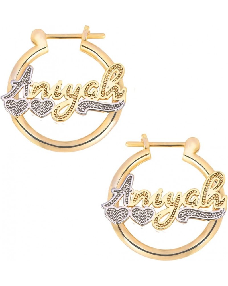 Custom Name Earrings Personalized 18K Gold Plated Name Hoop Earrings Two Tone Customized Earrings Fashion Jewelry Gift for Wo...