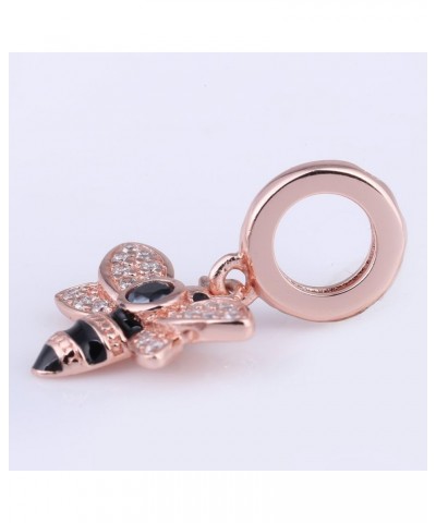 Rose Gold Bee Charms 925 Sterling Silver Queen Bee Dangle Charm for 3mm Snake Chain Bracelet $10.38 Bracelets