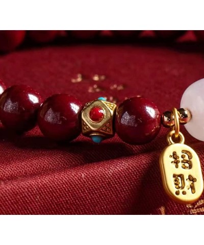 Cinnabar Bracelet Female Hetian Jade Pearl Buddha Bracelet Wealth Gold Wire Red Rope Bracelet Cord Rope Bracelet for Protecti...