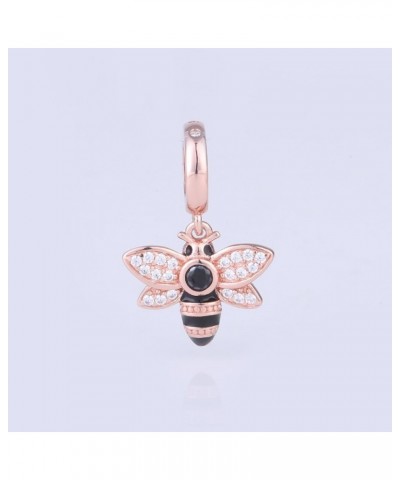 Rose Gold Bee Charms 925 Sterling Silver Queen Bee Dangle Charm for 3mm Snake Chain Bracelet $10.38 Bracelets