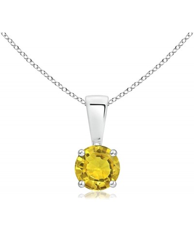 Natural Yellow Sapphire Solitaire Pendant Necklace for Women, Girls in 14K Solid Gold/Platinum/Sterling Silver | September Bi...