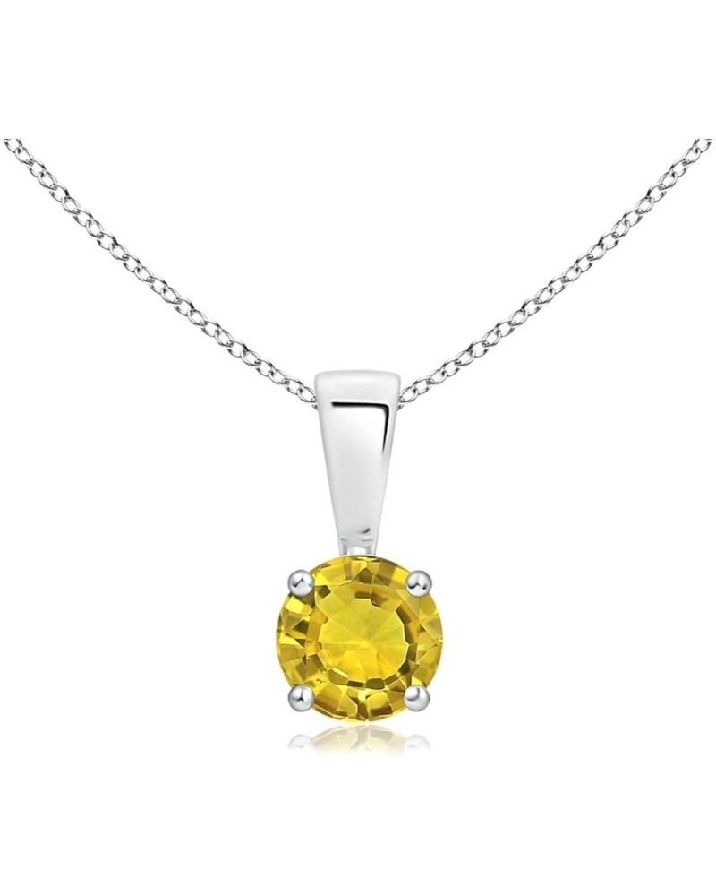 Natural Yellow Sapphire Solitaire Pendant Necklace for Women, Girls in 14K Solid Gold/Platinum/Sterling Silver | September Bi...