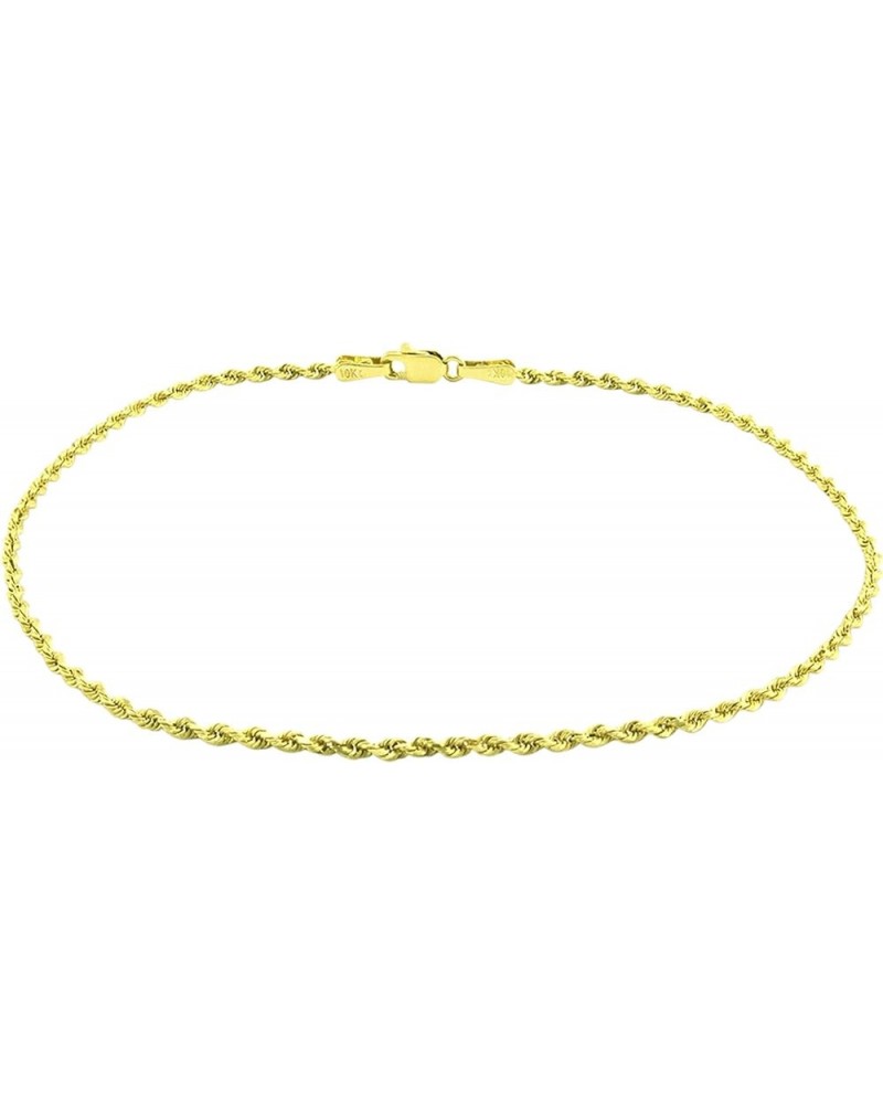 10k Yellow Gold 1.5mm Solid Rope Chain Diamond Cut Bracelet or Anklet, Womens Jewelry Lobster Clasp 7" 7.5" 8" 8.5" 9 Yellow ...