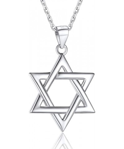 Star of David Necklace for Men Women Gold/Stainless Steel Hexagon Pendant with Cross/Ruby Stone/Classic Jewish Isael Necklace...