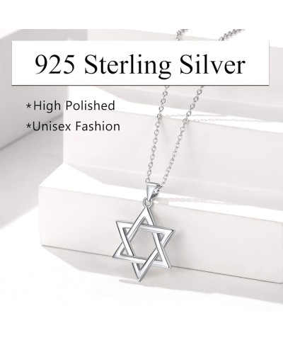 Star of David Necklace for Men Women Gold/Stainless Steel Hexagon Pendant with Cross/Ruby Stone/Classic Jewish Isael Necklace...