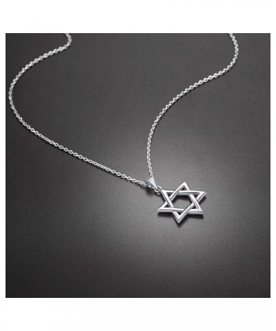 Star of David Necklace for Men Women Gold/Stainless Steel Hexagon Pendant with Cross/Ruby Stone/Classic Jewish Isael Necklace...