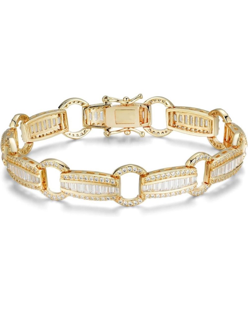 Women's Cubic Zirconia Elegant Baguette Link Tennis Bracelet gold-plated-brass $14.99 Bracelets