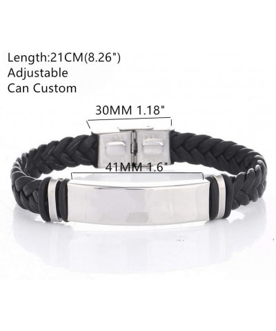 Medical Bracelets for Adults Teens,Adjustable Braided Leather Wristband Emergency Identification Cuff Bracelets Health Alert ...