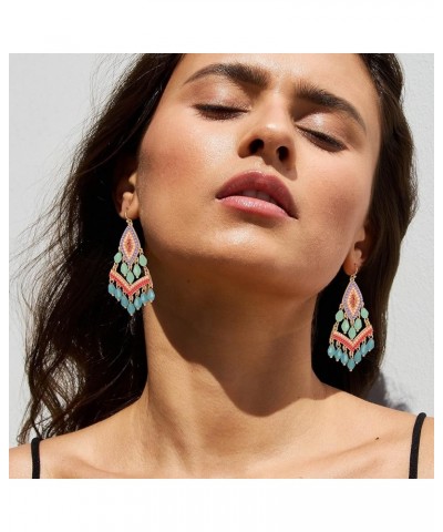 Long Beaded Statement Earrings for Women Seed Bead Tribal Drop Earrings Bead Chandelier Dangle Earrings EH21199A $6.23 Earrings