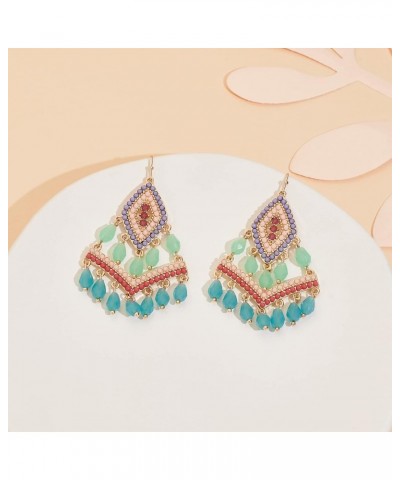 Long Beaded Statement Earrings for Women Seed Bead Tribal Drop Earrings Bead Chandelier Dangle Earrings EH21199A $6.23 Earrings