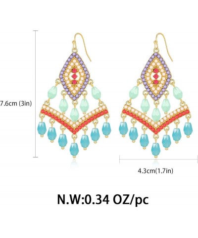 Long Beaded Statement Earrings for Women Seed Bead Tribal Drop Earrings Bead Chandelier Dangle Earrings EH21199A $6.23 Earrings