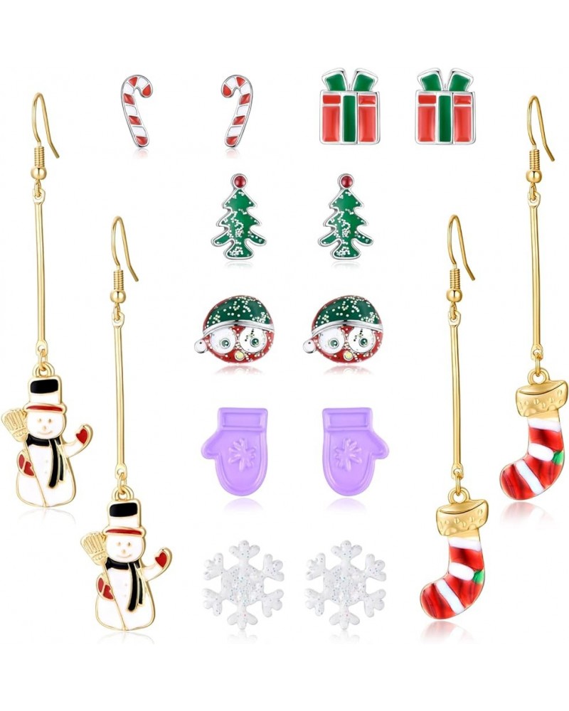 Christmas Drop Dangle Earrings Sets Long Jingle Bell Earrings For Women Xmas Jewelry Christmas Snowman Santa Claus Christmas ...