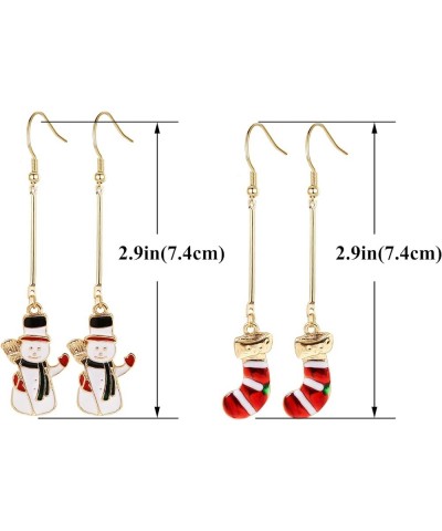 Christmas Drop Dangle Earrings Sets Long Jingle Bell Earrings For Women Xmas Jewelry Christmas Snowman Santa Claus Christmas ...