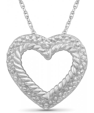 Sterling Silver (.925) & 14K Gold over Silver Heart Necklace with White Diamond Accent | Jewelry Pendant Necklaces for Women ...