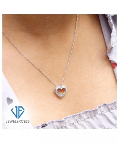 Sterling Silver (.925) & 14K Gold over Silver Heart Necklace with White Diamond Accent | Jewelry Pendant Necklaces for Women ...