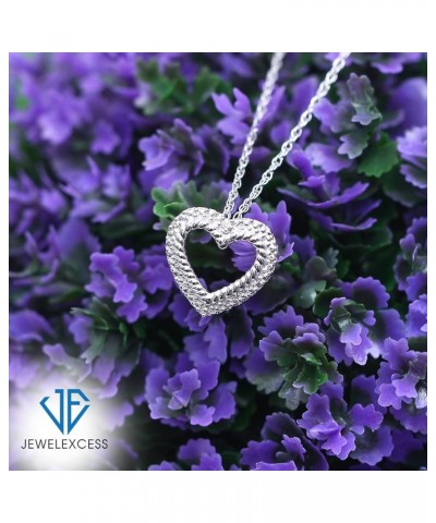 Sterling Silver (.925) & 14K Gold over Silver Heart Necklace with White Diamond Accent | Jewelry Pendant Necklaces for Women ...