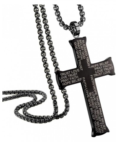 Inspirational Stainless Steel Cross Necklace for Men and Women 16-24" Chain Black 24 Inches $12.09 Necklaces