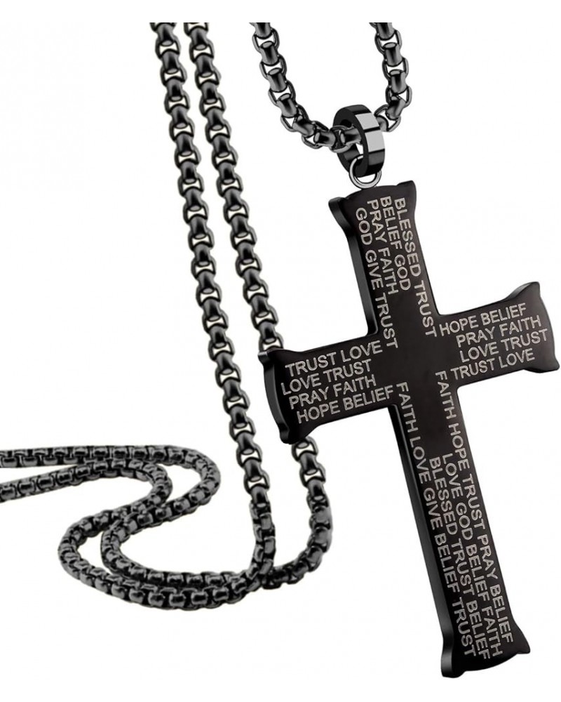 Inspirational Stainless Steel Cross Necklace for Men and Women 16-24" Chain Black 24 Inches $12.09 Necklaces