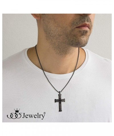 Inspirational Stainless Steel Cross Necklace for Men and Women 16-24" Chain Black 24 Inches $12.09 Necklaces