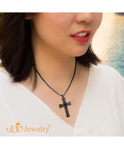 Inspirational Stainless Steel Cross Necklace for Men and Women 16-24" Chain Black 24 Inches $12.09 Necklaces