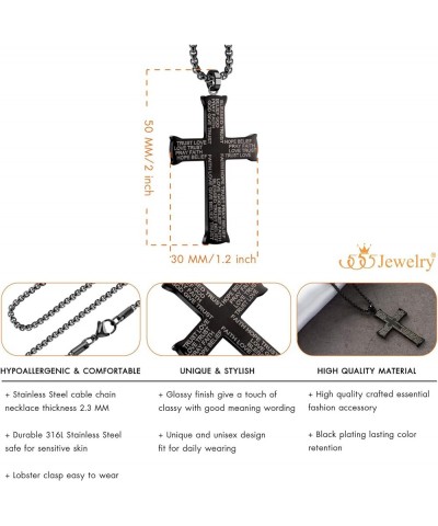 Inspirational Stainless Steel Cross Necklace for Men and Women 16-24" Chain Black 24 Inches $12.09 Necklaces