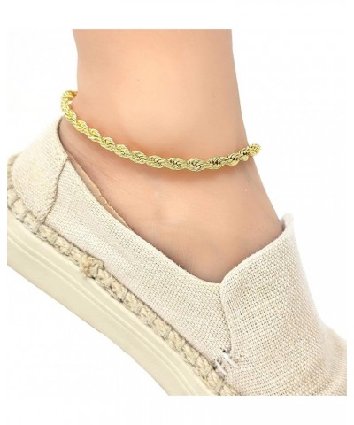 Anklet for Women Electro Gold Plated Ankle Bracelet - Made in Korea 5mm 10" Rope Anklet $9.68 Anklets