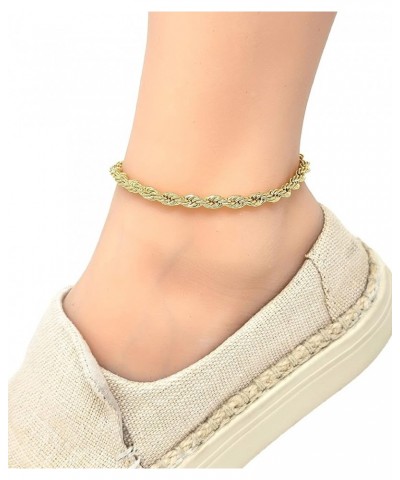 Anklet for Women Electro Gold Plated Ankle Bracelet - Made in Korea 5mm 10" Rope Anklet $9.68 Anklets