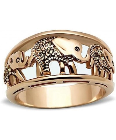 Elephant Rings Stainless Steel Yellow Crystal Women's Engagement Promise Ring $8.60 Rings