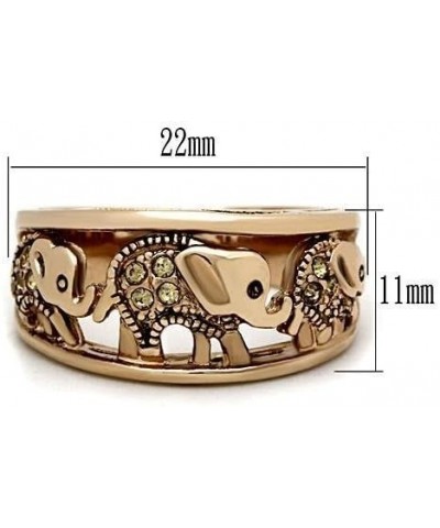 Elephant Rings Stainless Steel Yellow Crystal Women's Engagement Promise Ring $8.60 Rings