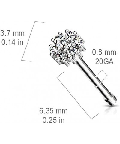 20GA Double Tiered CZ Flower Top 316L Surgical Stainless Steel Nose Bone Stud Rose Gold tone/Clear $7.05 Body Jewelry