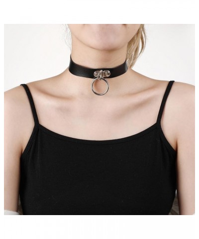 Gothic Choker Necklace Black Geometric Leather Collar Necklace Fashion Punk Jewelry for Women and Girls Ring $8.39 Necklaces