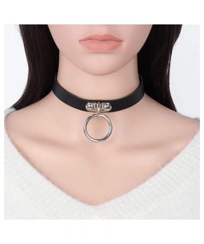 Gothic Choker Necklace Black Geometric Leather Collar Necklace Fashion Punk Jewelry for Women and Girls Ring $8.39 Necklaces