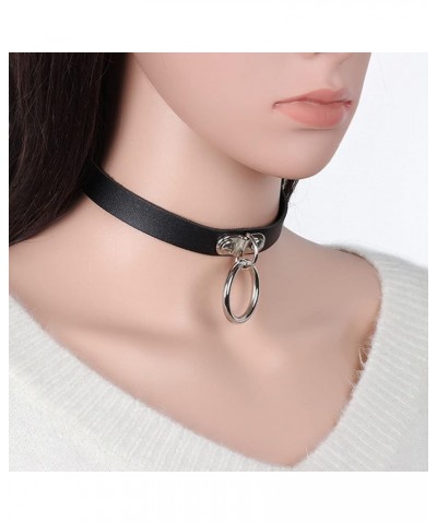 Gothic Choker Necklace Black Geometric Leather Collar Necklace Fashion Punk Jewelry for Women and Girls Ring $8.39 Necklaces