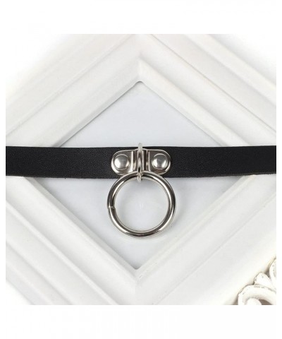 Gothic Choker Necklace Black Geometric Leather Collar Necklace Fashion Punk Jewelry for Women and Girls Ring $8.39 Necklaces